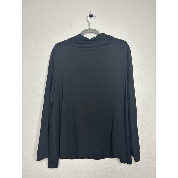Bryn Walker Cowl Neck Long Sleeve Top Black Size Stretch Comfort Lagenlook Large - Picture 2 of 8
